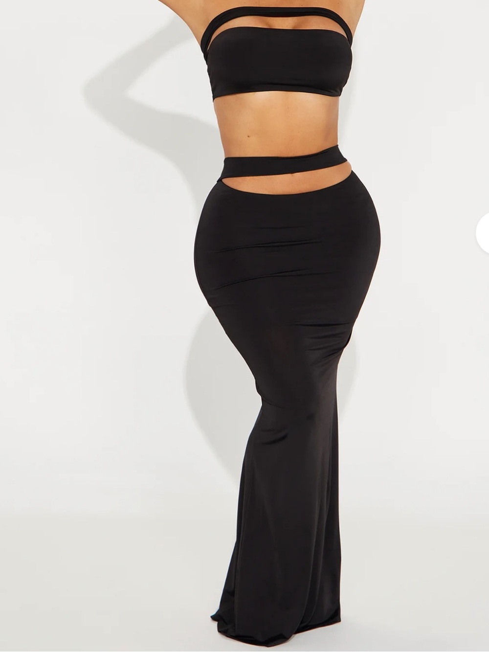 Black Cutout Maxi Skirt - Women's Sleek High-Waist Skirt